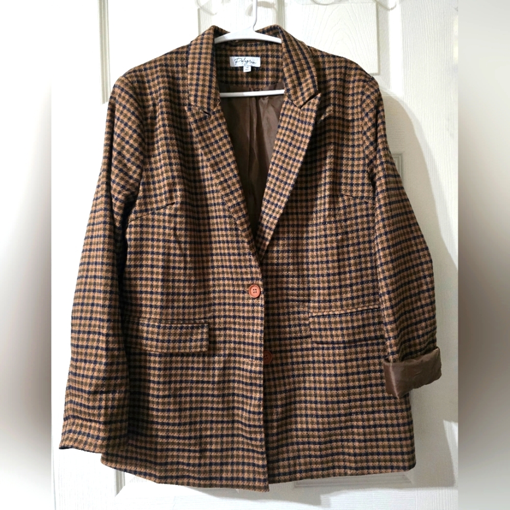 Brown Checkered Blazer